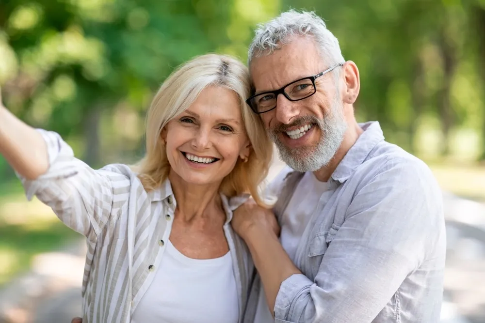 Happy couple after hormone pellet therapy